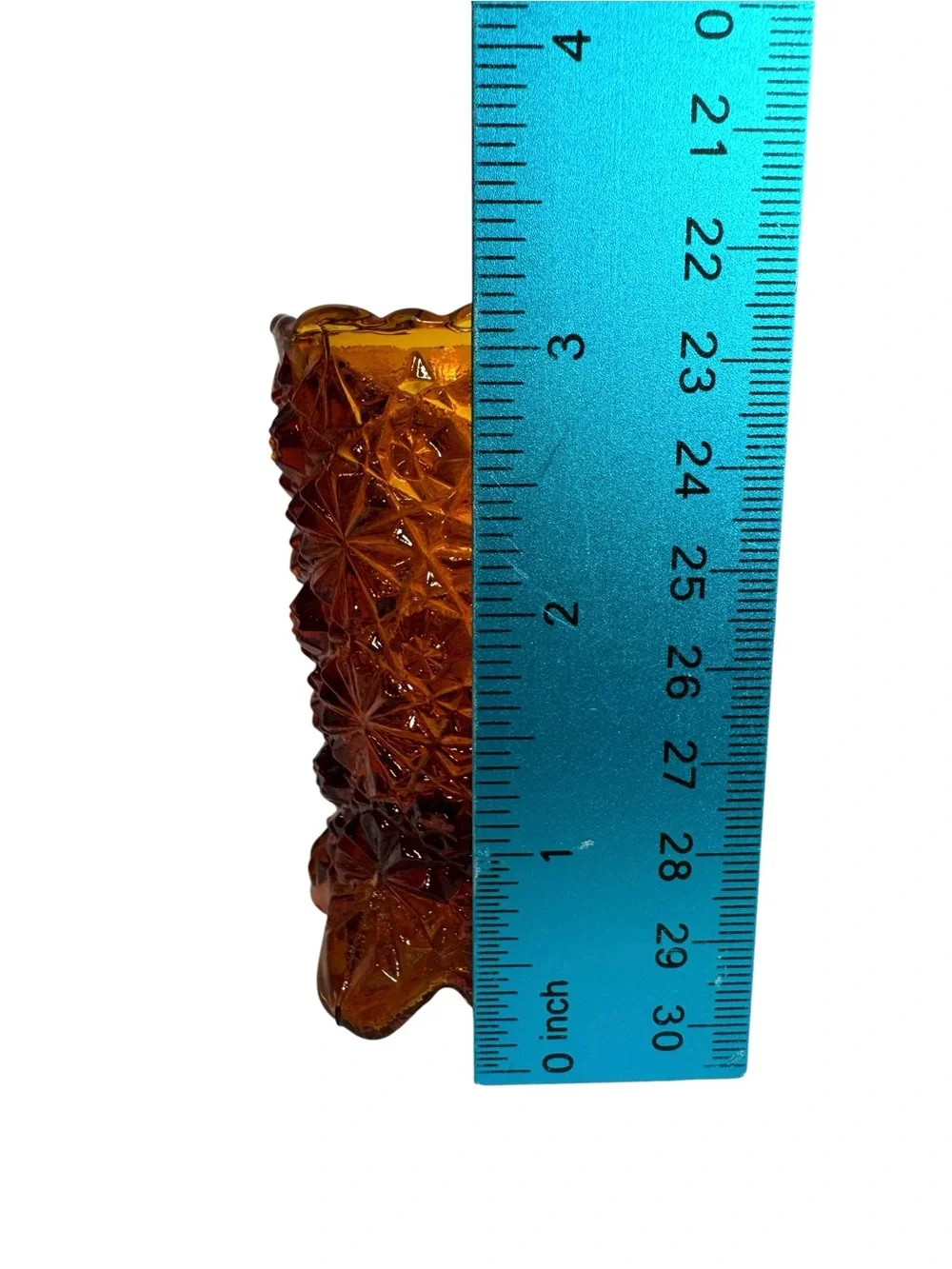 Vintage Amber Glass Starburst Votive Candle Holder Fairy Lamp Base